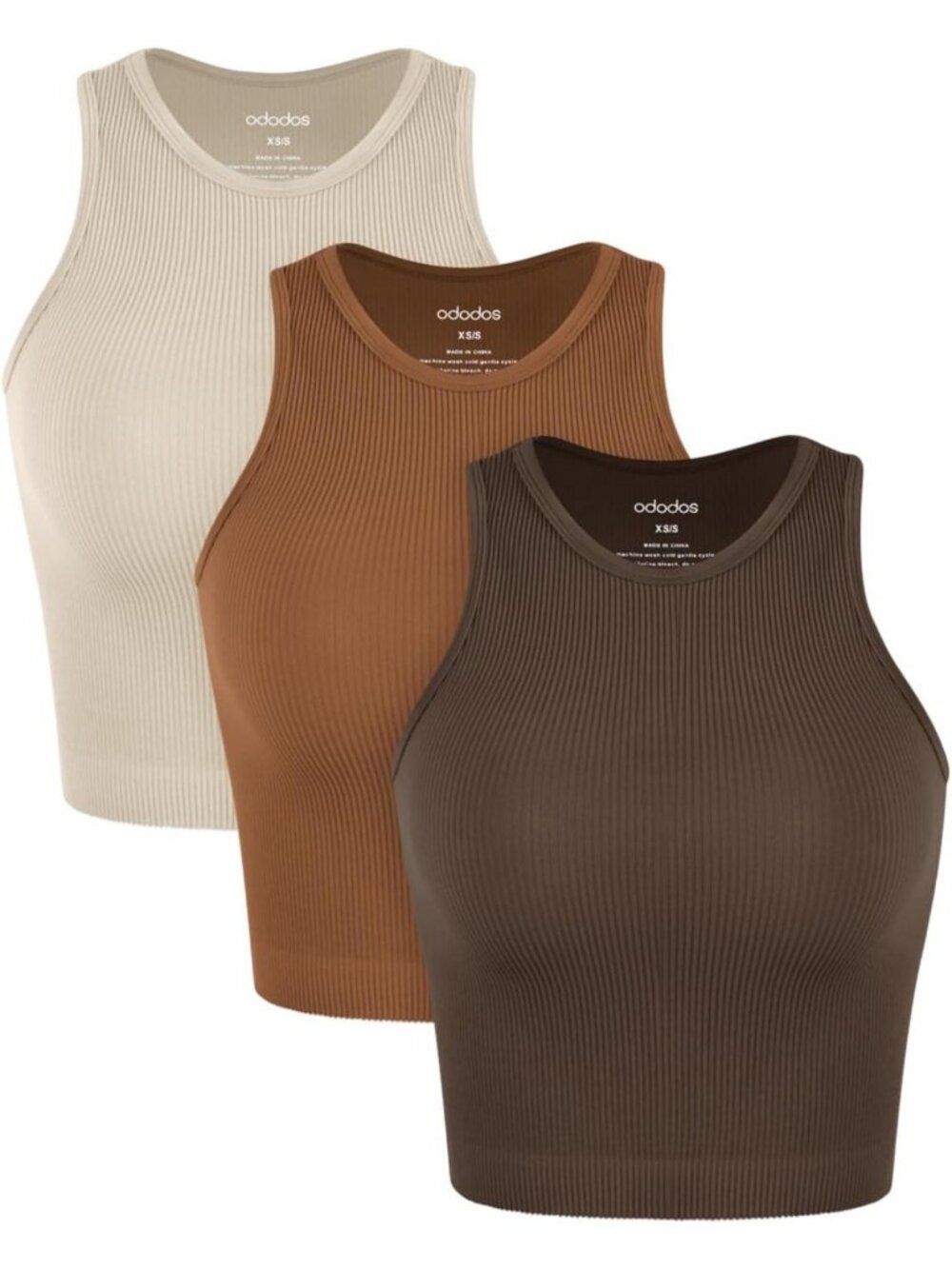 Seamless Ribbed Crop Tank Tops for Women - Soft High Neck 3-Pack Set
